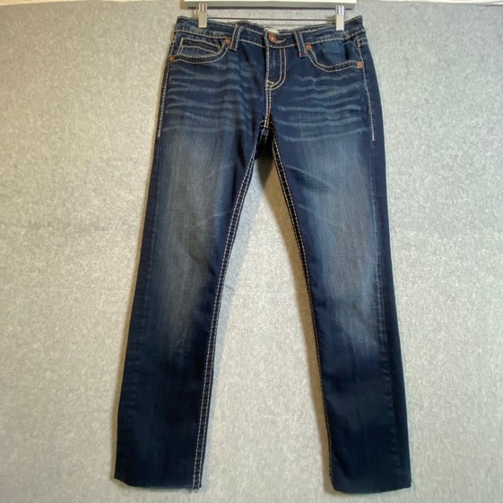 Anoname Paris Skinny Jeans Women's 29 Dark Wash Contrast Stitch Low Rise Y2K EUC